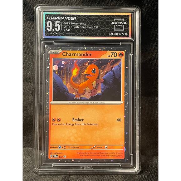 2023 Charmander #47 Pokémon SV Black Star Promo ArenaClub Graded MINT+ 9.5 - Picture 1 of 4